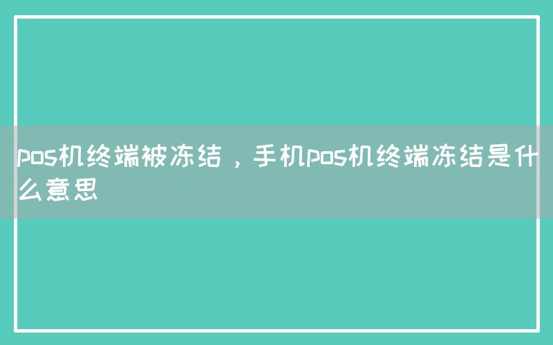 pos机终端被冻结，手机pos机终端冻结是什么意思(图1)