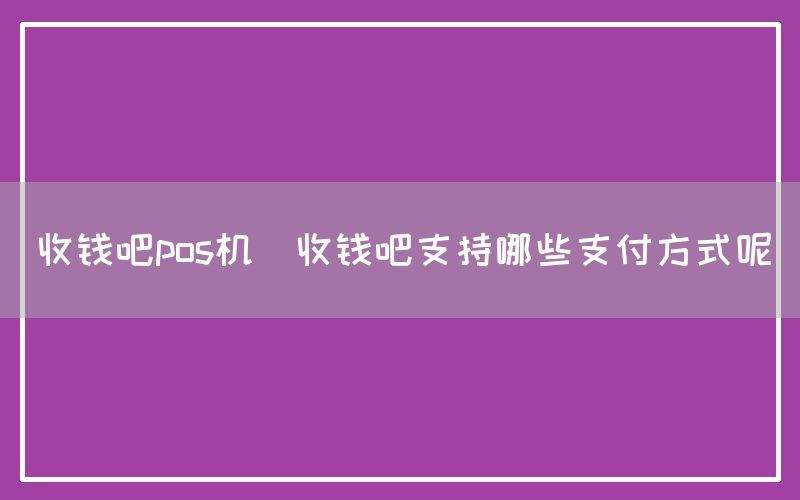 收钱吧pos机(收钱吧支持哪些支付方式呢)(图1)