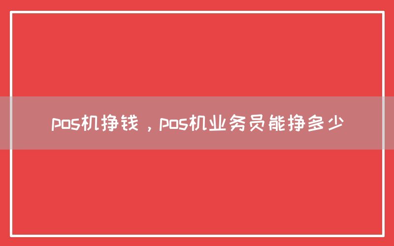 pos机挣钱，pos机业务员能挣多少(图1)