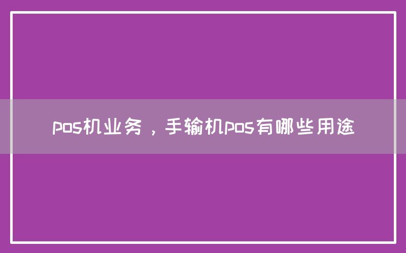 pos机业务，手输机pos有哪些用途(图1)