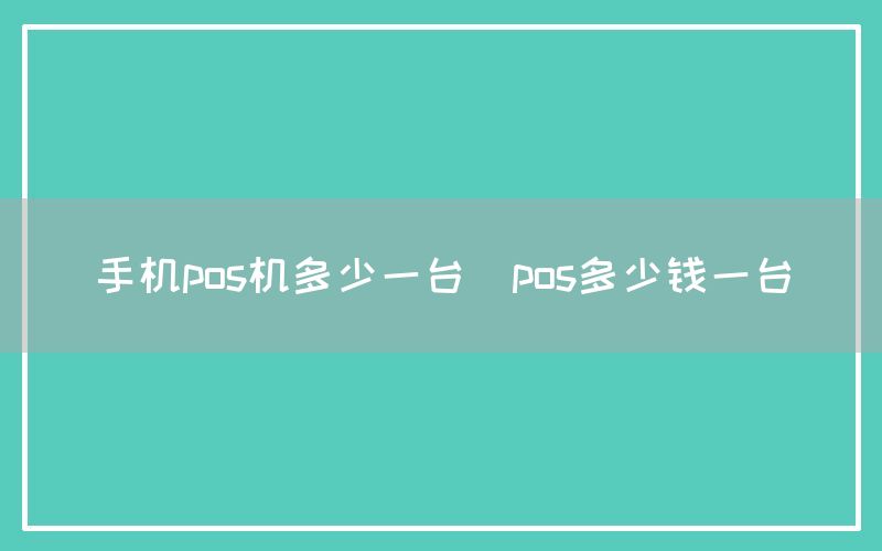 手机pos机多少一台(pos多少钱一台)(图1)